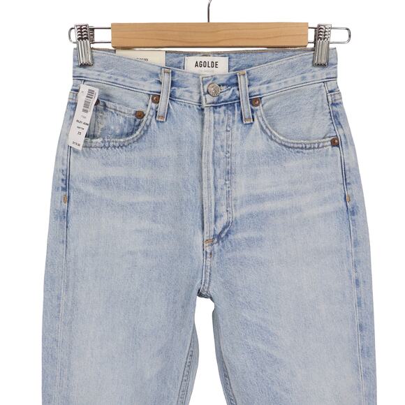 NWT Agolde Riley High-Rise Straight Crop Jeans In Shatter Light Wash Size 23 - Picture 3 of 8